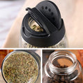 Glass Seasoning Bottle, Double Lid (Pouring And Sieve), Includes Spice Grinder, for BBQ Salt Pepper, Kitchen Storage