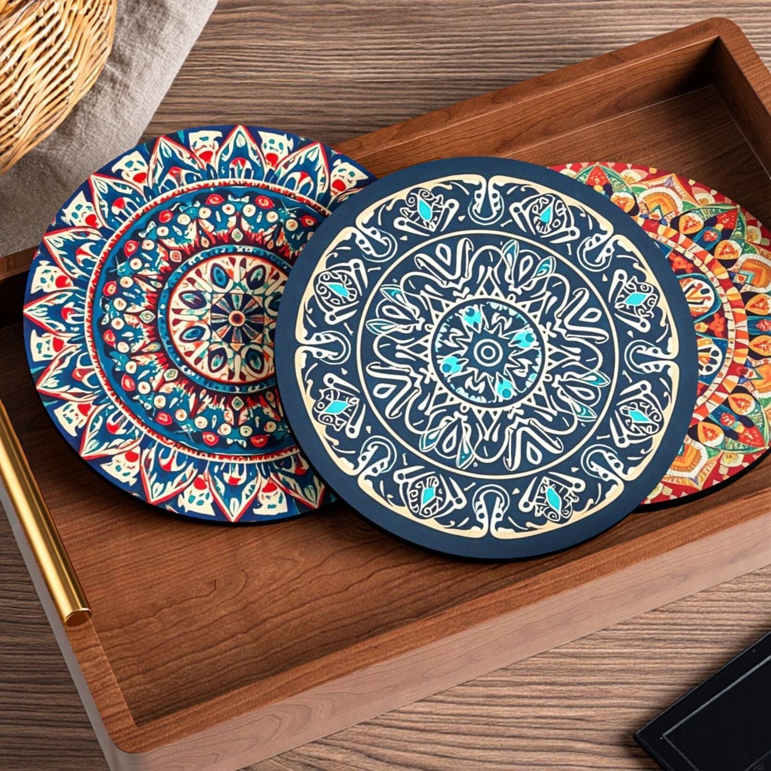 Anti-slip Cup Mat - Bohemian Style - High-end Household Heat Insulation Mat - Heat-resistant Table Mat - Dish Mat - Plate Mat