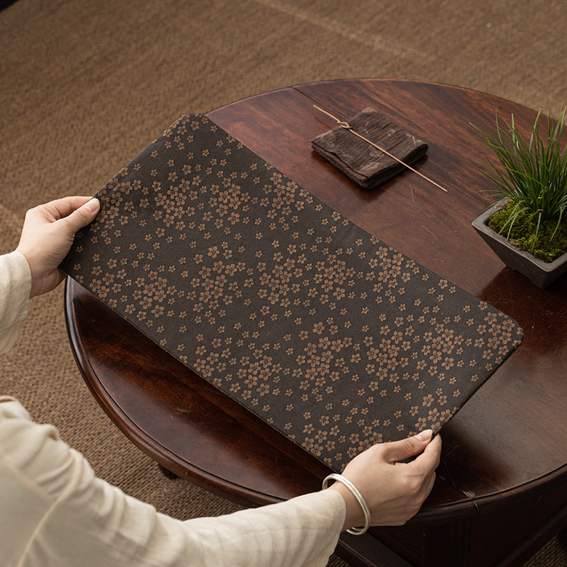 New Chinese Style Zen Tea Mat Dual-Sided Dry Tea Mat Xiangyun Sha Fabric Heat-Resistant Table Mat for Tea Ceremony And Home Decor
