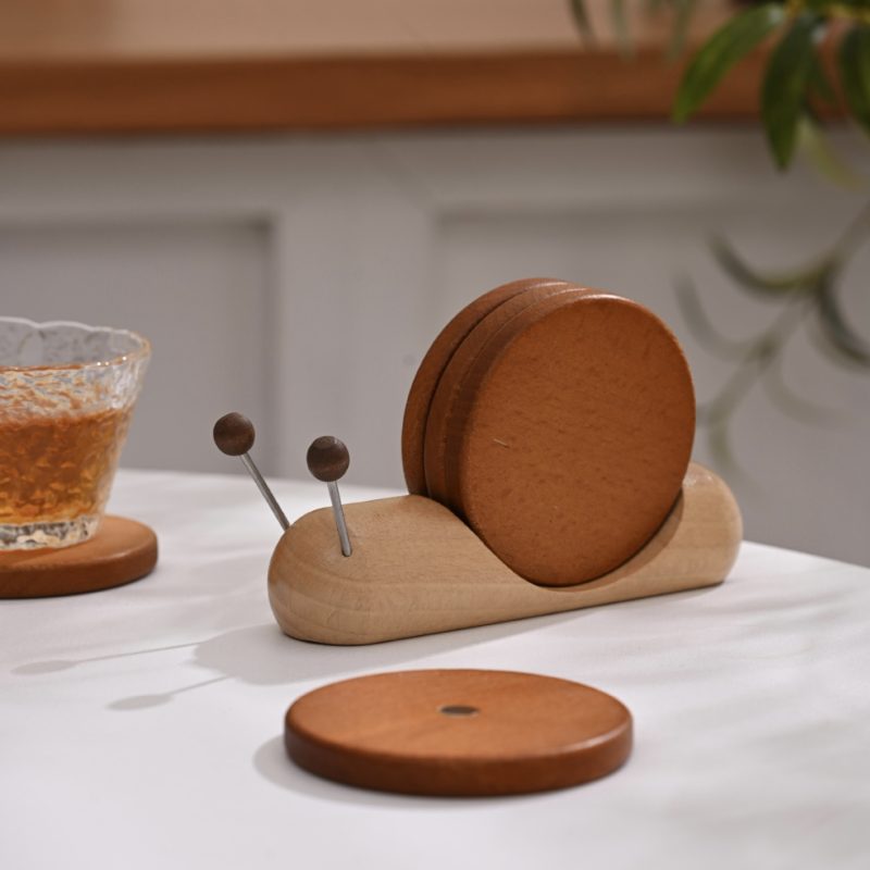 Desktop Creative Snail Wooden Coaster Insulation Pad Decorative Ornaments Heating Pad Pot Pad Bowl Pad Coaster Magnetic Suction Wholesale