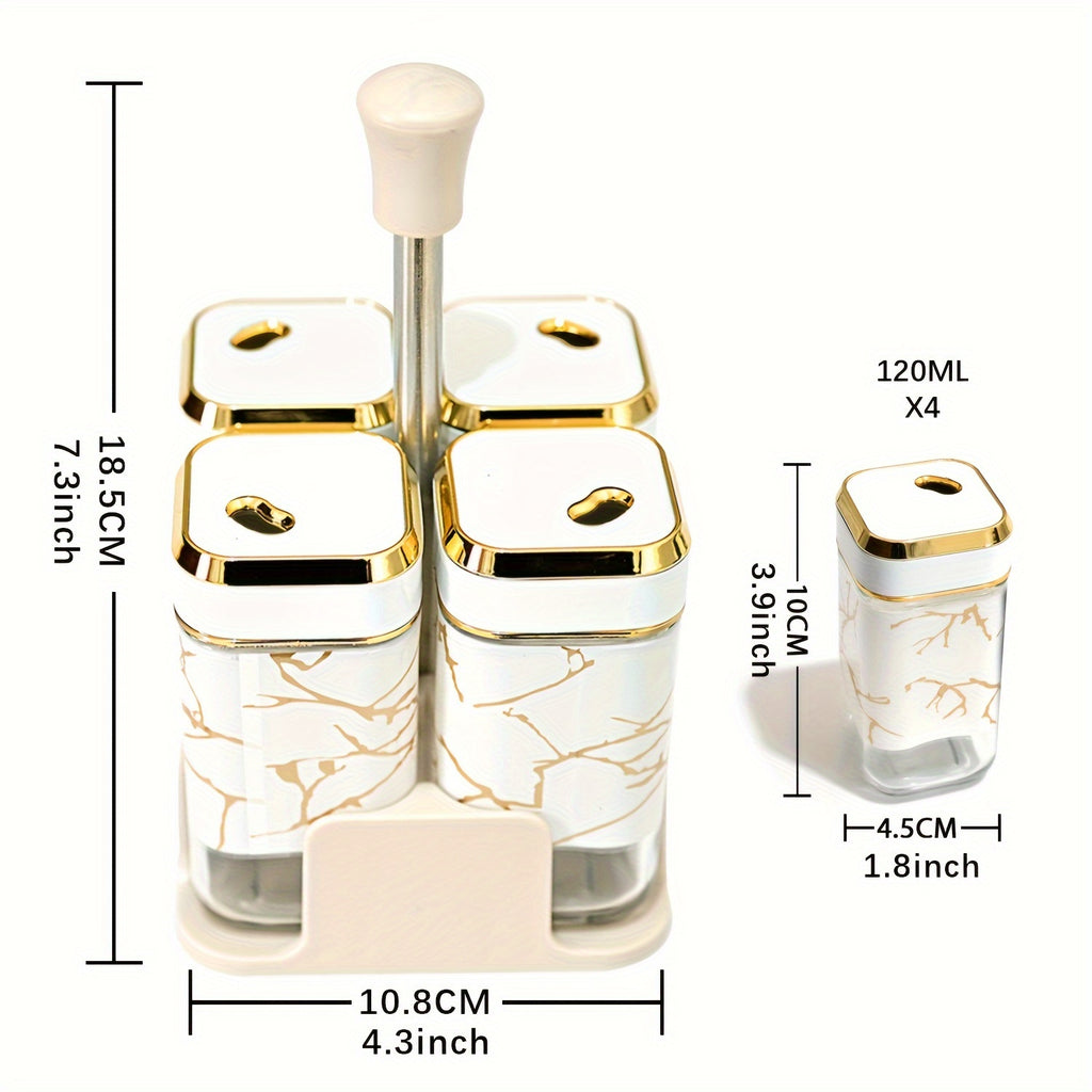 Square Spice Jar with Shaker Insert 4 Spice Jar Set, Spice Shakertwist Lid, Sealable, Clear Spice Jar Set, Kitchen Spice Storage Spice Jar 4.06oz