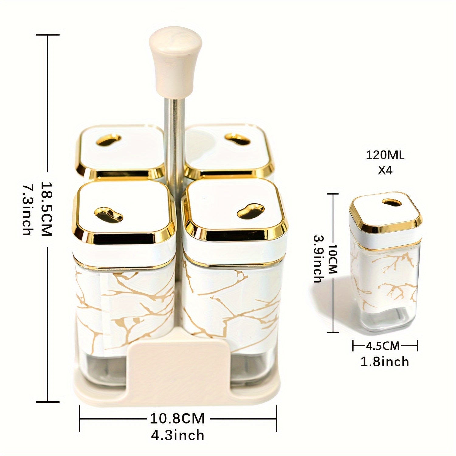 Square Spice Jar with Shaker Insert 4 Spice Jar Set, Spice Shakertwist Lid, Sealable, Clear Spice Jar Set, Kitchen Spice Storage Spice Jar 4.06oz