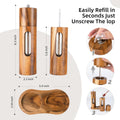 Acacia Wood Salt And Pepper Grinder Set with Base, Refillable Wooden Pepper And Salt Mill with Adjustable Ceramic Grinder for Kitchen And Dining, Durable Manual Salt Grinder