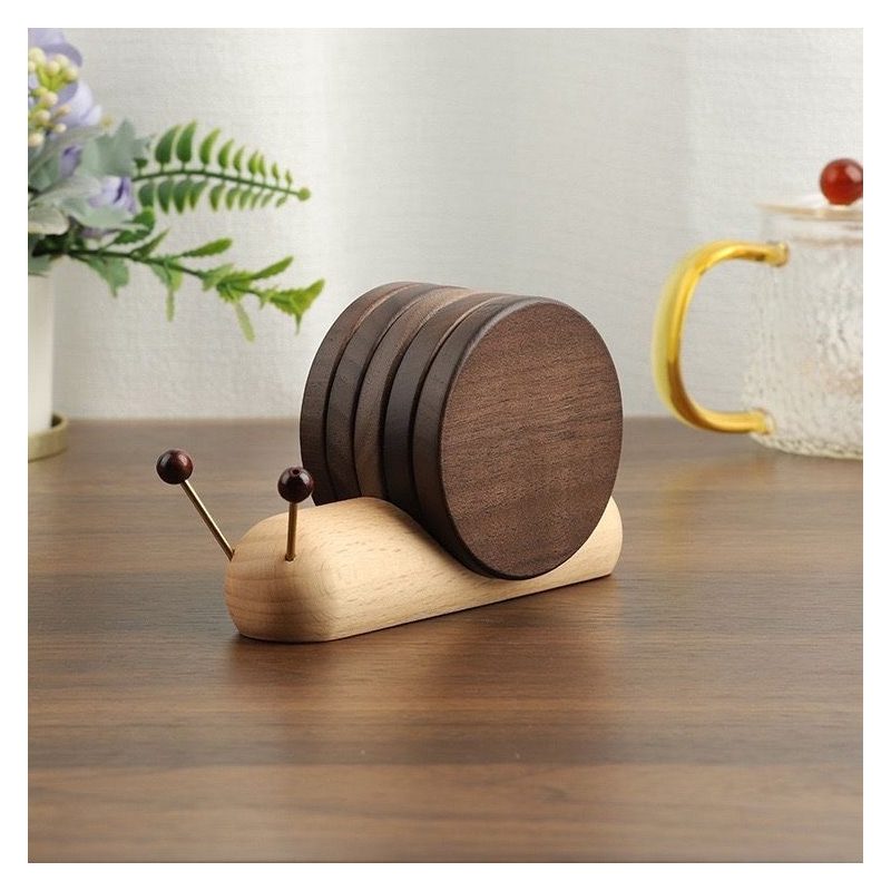 Desktop Creative Snail Wooden Coaster Insulation Pad Decorative Ornaments Heating Pad Pot Pad Bowl Pad Coaster Magnetic Suction Wholesale
