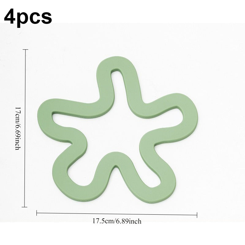 4pcs Silicone Heat Insulation Pads, Table MATS, Household Vegetable Plate MATS, Placemats, Clay Pot MATS, Bowl MATS, Table MATS and Cup MATS, Home Decoration MATS, Home Dining, Modern Kitchenware, Decorative Mats, Silicone Mats, Nonslip Surface, Cup