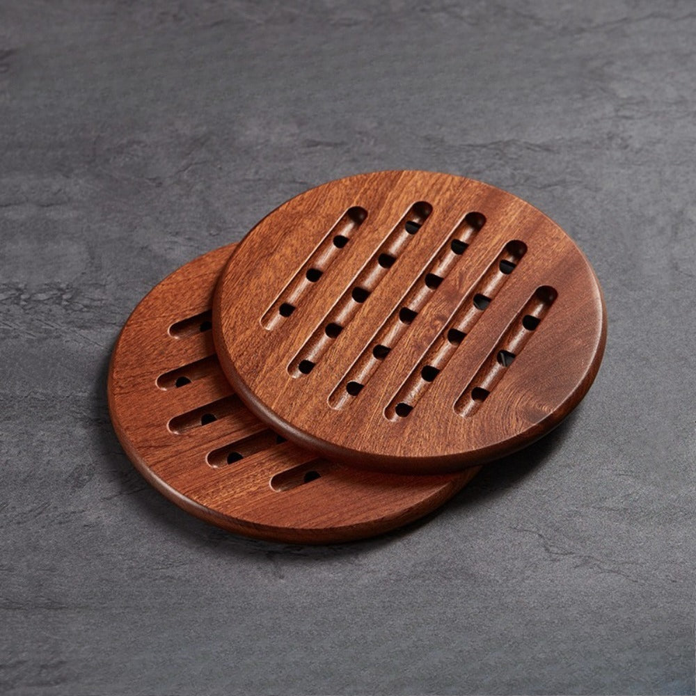 Wood Thermal Insulation Pad - Non-Slip Round Pot Holder & Bowl Restorer Suitable for Pots, Pans, Casseroles, Stovetop\u002F Use, Anti-Scalding for Hot Dishes, for & Pets, Hand Washable