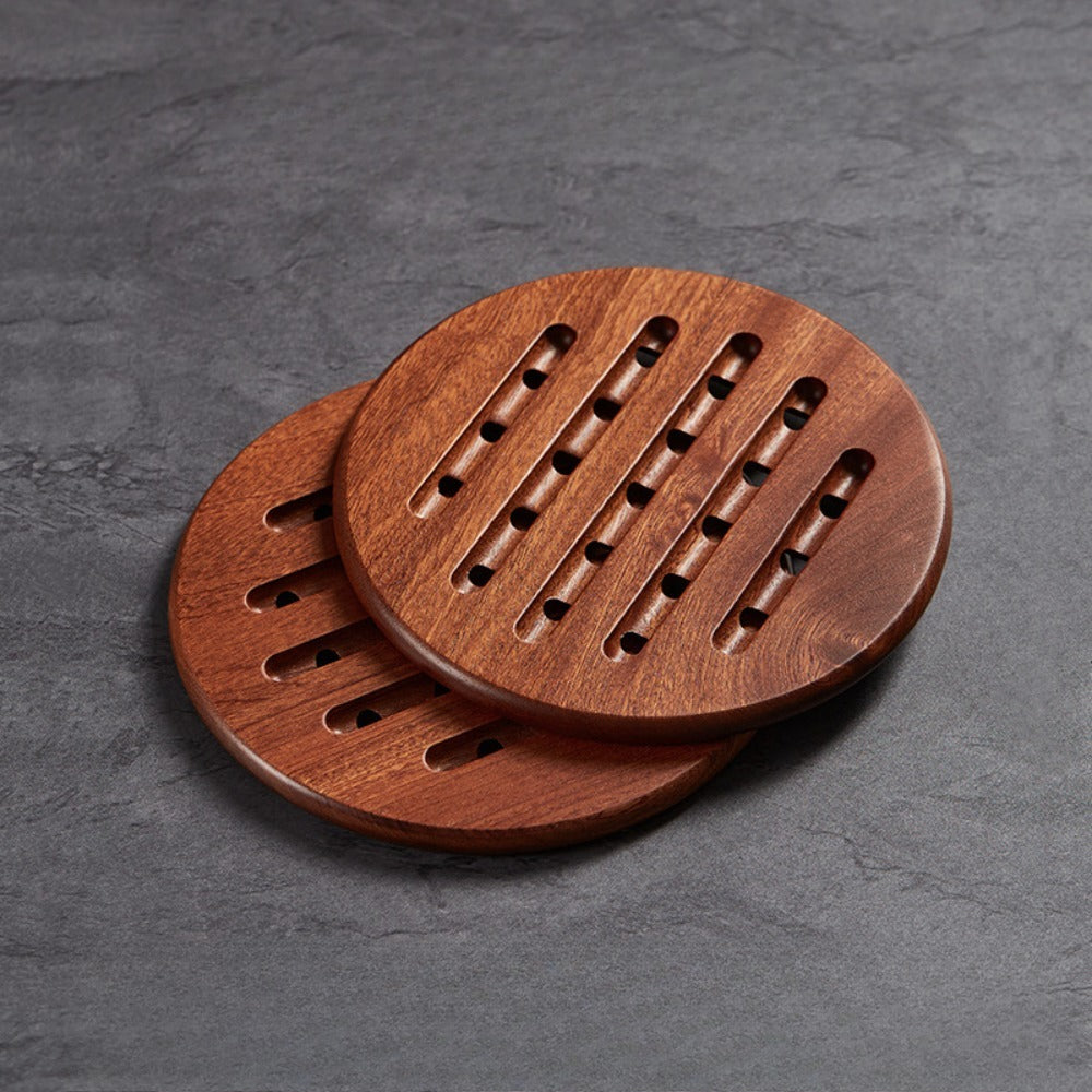 Wood Thermal Insulation Pad - Non-Slip Round Pot Holder & Bowl Restorer Suitable for Pots, Pans, Casseroles, Stovetop\u002F Use, Anti-Scalding for Hot Dishes, for & Pets, Hand Washable