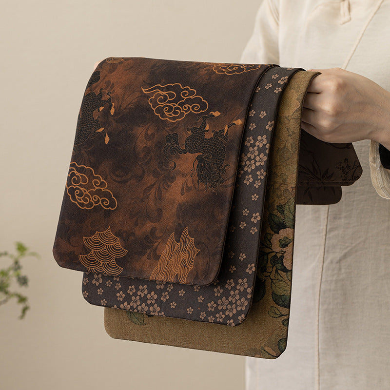 New Chinese Style Zen Tea Mat Dual-Sided Dry Tea Mat Xiangyun Sha Fabric Heat-Resistant Table Mat for Tea Ceremony And Home Decor