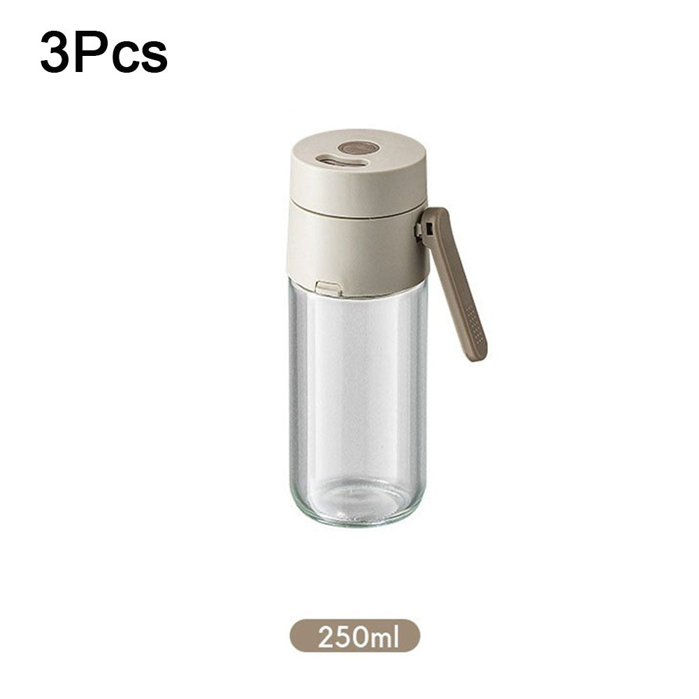 3pcs 0.02 oz Quantitative Sprinkler Practical 180\u002F250ml Dual-Purpose Function Glass Seasoning Bottle Sealed Push Type Spice Bottle BBQ