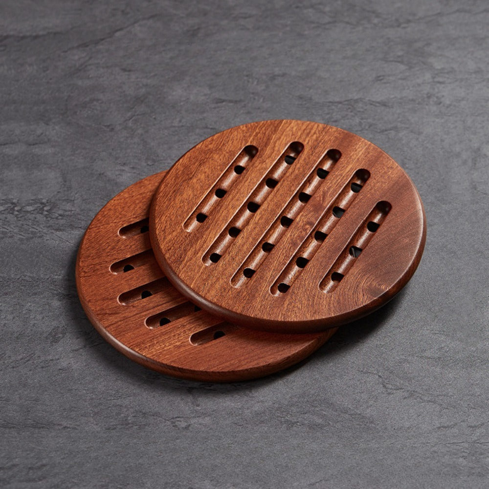 Wood Thermal Insulation Pad - Non-Slip Round Pot Holder & Bowl Restorer Suitable for Pots, Pans, Casseroles, Stovetop\u002F Use, Anti-Scalding for Hot Dishes, for & Pets, Hand Washable