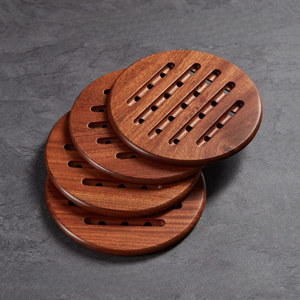 Wood Thermal Insulation Pad - Non-Slip Round Pot Holder & Bowl Restorer Suitable for Pots, Pans, Casseroles, Stovetop\u002F Use, Anti-Scalding for Hot Dishes, for & Pets, Hand Washable