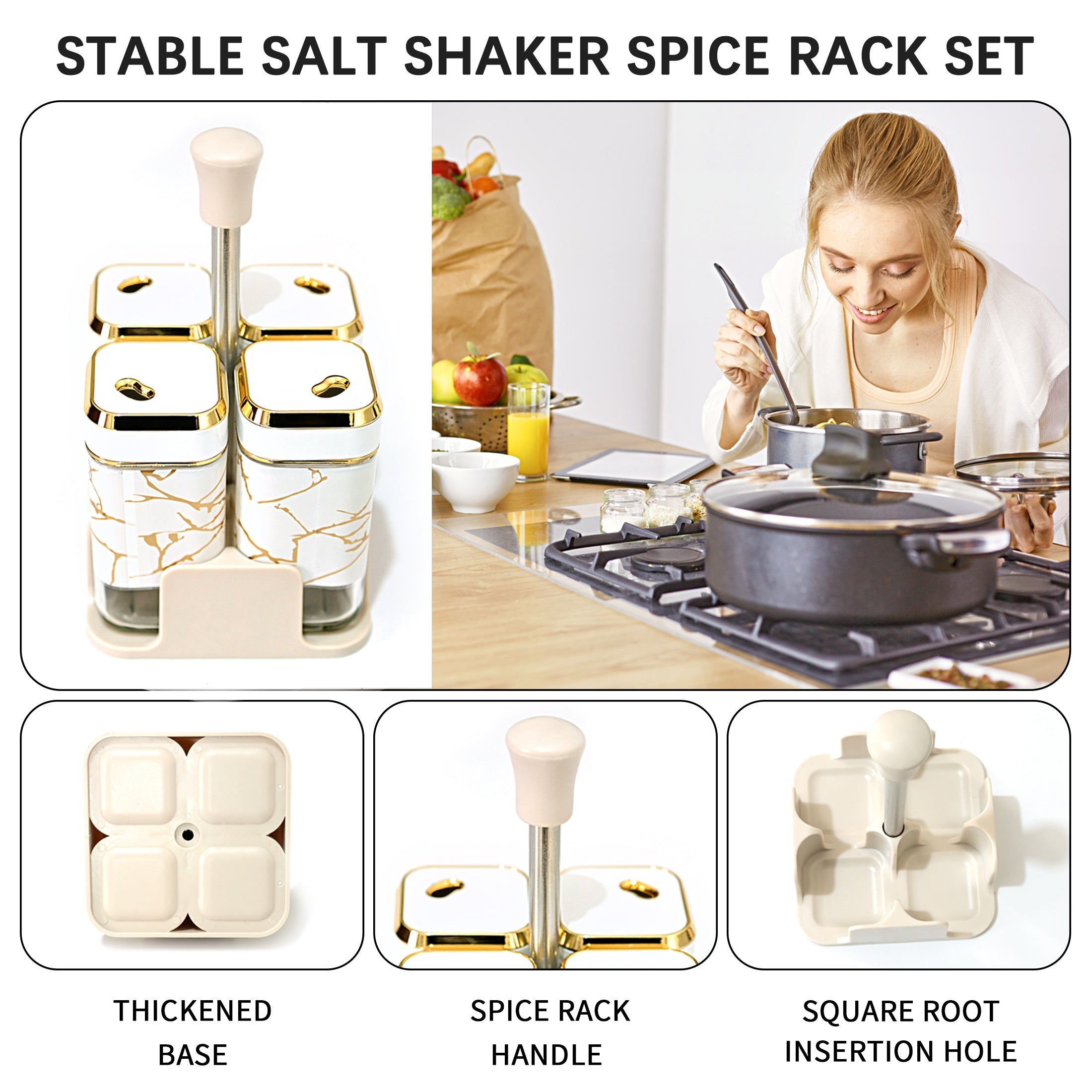 Square Spice Jar with Shaker Insert 4 Spice Jar Set, Spice Shakertwist Lid, Sealable, Clear Spice Jar Set, Kitchen Spice Storage Spice Jar 4.06oz