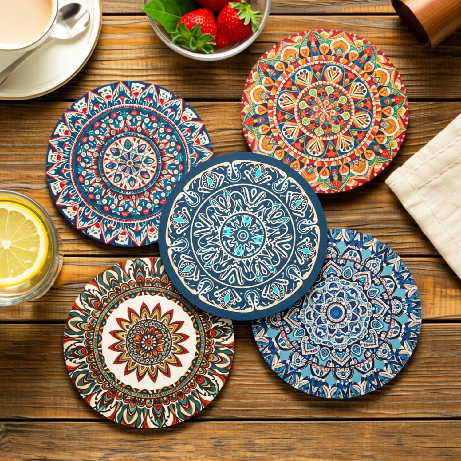 Anti-slip Cup Mat - Bohemian Style - High-end Household Heat Insulation Mat - Heat-resistant Table Mat - Dish Mat - Plate Mat